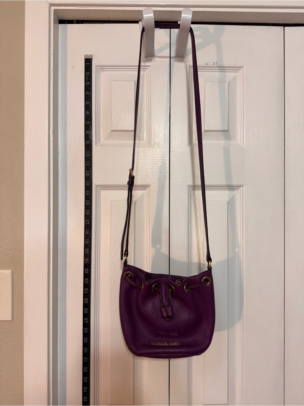 Michael Kors Plum Leather Drawstring Crossbody Bag - Picture 2 of 9